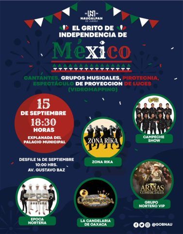 Edomex se viste de fiesta: Artistas de renombre actuarán gratis en diversos municipios para celebrar el 214 Aniversario de Independencia.
